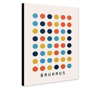 Bauhaus Dot Matrix Multicoloured Circles - Wrapped Framed Canvas Wall Art (A2 [24 x 16 inch / 61 x 41 cm])
