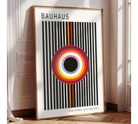 Bauhaus Exhibition Poster Boho Geometric Pictures Orange and Black Artwork Bauhaus Abstract Paintings Mid Century Modern Pictures Abstract Geometric Poster Black Line Paintings 16x24in No Frame