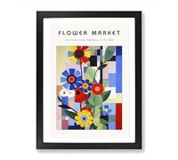 Bauhaus Flower Market Exhibition No.6 Framed Print | A2 Black Framed Wall Art | Ready to Hang | Modern Floral Picture | Living Room Bedroom Lounge Office