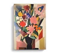 Bauhaus Flowers Painting Vol.3 Canvas Print | Gallery Wrapped 30mm Frame Wall Art | 30x20 inches | Ready to Hang | Modern Floral Picture | Living Room Bedroom Lounge Office