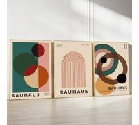 Bauhaus Geometric Wall Art Mid Century Modern Colorful Posters Minimalist Prints Abstract Color Block Wall Art Geometric Boho Modern Canvas Bauhaus Painting Contemporary Artwork 16x24inx3 Frameless