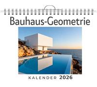 Bauhaus-Geometrie: Wandkalender 2026, Kalender DIN A4 quer, Monatskalender im Querformat mit Kalendarium, das perfekte Geschenk
