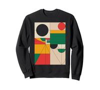 Bauhaus Geometry Vintage Modern Abstract Style Sweatshirt, Adult Unisex, Black, X-Large