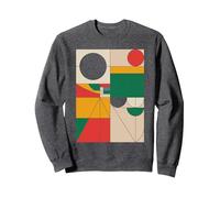 Bauhaus Geometry Vintage Modern Abstract Style Sweatshirt, Adult Unisex, Dark Heather Grey, Large