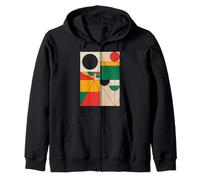 Bauhaus Geometry Vintage Modern Abstract Style Zip Hoodie