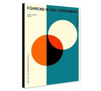 Bauhaus Herrenmode 1923 Orange Circle on Blue - Wrapped Framed Canvas Wall Art (A2 [24 x 16 inch / 61 x 41 cm])
