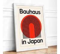 Bauhaus in Japan Geometric Framed Wall Art Print A4 White | Ready to Hang, Premium Gi Paper, Fade-Resistant Inks, Securely Packaged, UK Made