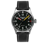Bauhaus Men's Aviation Automatic (40mm) Black Dial/Black Leather Strap 2762-5