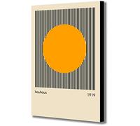 Bauhaus Orange Circle 1919 - Abstract - Wrapped Framed Canvas Wall Art - Various Sizes (A4 [30cm x 20cm])