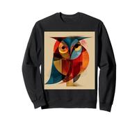Bauhaus Owl Abstract Geometric Cubism Motif Sweatshirt