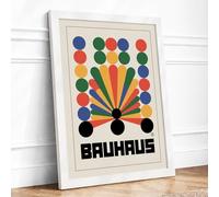 Bauhaus Sunburst Geometric Framed Wall Art Print A3 (42×29.7cm) White, Wall Decor for Living Room, Bedroom, Office & Home, Ready to Hang, Art Gift