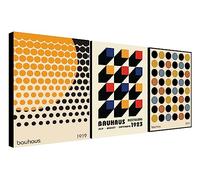 Bauhaus Wall Art - Bauhaus Print - Exhibition Poster - Set of 3 Prints - Wrapped Framed Canvas Wall Art - Various Sizes (A3 [41cm x 30cm])