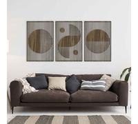 Bauhaus Wall Art Wood Boho Style, Large Mid Century Modern Decor, Abstract Wooden Wall Art, Set of 3 Geometric Wood Wall Panel, Home Gift