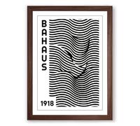 Bauhaus Wave Motion Geometric Framed Wall Art Print A2 (59.4×42cm) Walnut, Wall Decor for Living Room, Bedroom, Office & Home, Ready to Hang, Art Gift