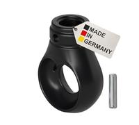 BAUHELD Awning Eyelet 12 mm Plastic [Made in Germany] - Bracket for Awning Crank with Ball Hook Crank Eye in Black - RAL9005 - With Clamping Pin - Pin Width 4 mm - Height 52.5 mm