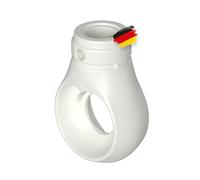 BAUHELD® Awning Eyelet Plastic [Made in Germany] - Bracket for Awning Crank with Ball Hook [Round] - Crank Eye in Traffic White - RAL9016 - Bore 12 mm - Cross Bore 4.1 mm - Height 52.5 mm