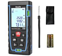 Bauihr Laser Measure Device, 50M/165ft Laser Distance Measure with 2 Bubble Levels, Portable Lazer Measurement Tool with Large Backlit LCD Display, Waterproof IP54, Battery Included