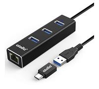 Bauihr Usb 3.0 Hub Ethernet With Usb C Adapter, 3 Port Usb 3.0 Splitter Gigabit Ethernet Hub + Usb C Hub Network Rj45 1000Mbps Usb Extender