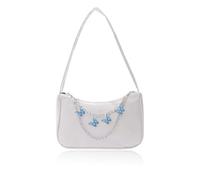 BAUIOREAD 1 Piece Handbag, Small Handbag, Small Handbag, Shoulder Bag with Butterfly Chain, Armpit Bag with Zipper, Purse, Plain Women's Bag, White, S