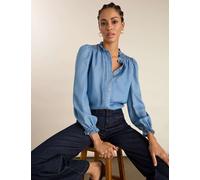 BAUKJEN Frill Neck Blouse Medium Indigo