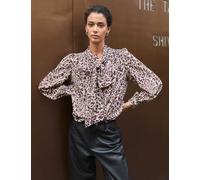 Baukjen Women's Animal Print Bow Neck Blouse - 14 - Burgundy Mix, Burgundy Mix