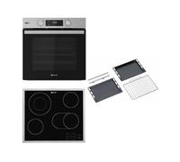 Bauknecht BAKO 466 Steam RAD Built-in Oven Hob Combination/Hot Air Oven with 12 Functions/Gentle Steam/Energy Efficiency Class A+ / Glass Ceramic Hob / 60 cm/Stainless Steel