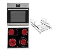 Bauknecht Heko 500 Pyro - Cooker Combination/Built-in Cooker with Display and Pyrolysis (65 L) / Glass Ceramic Hob (60 cm) / 4 Cooking Zones, Including 1 Roasting Dish Dual Circuit Cooking Zone and