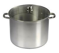 Baumalu - Stainless Steel Catering Pot - Glass Lid, Steam Hole, Metal Handles - Suitable for All Heat Sources Including Induction - Triple Base Diffuser - Diameter 32cm, 19L, Silver
