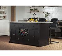 baumhaus Black Kitchen Island With Grey Granite Worktop