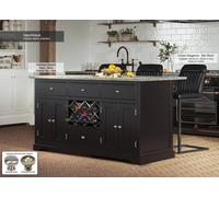 Baumhaus Black Kitchen Island With Grey Granite Worktop Baumhaus Black