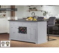 Baumhaus Grey Kitchen Island With Black Granite Worktop Baumhaus Grey