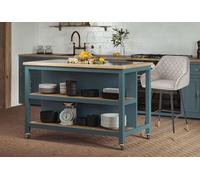 Baumhaus Kitchen Island (Blue) Open with Breakfast Bar in Blue Baumhaus Blue