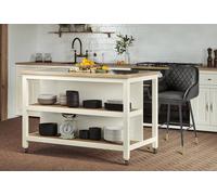 Baumhaus Kitchen Island (Cream) Open with Breakfast Bar in Cream Baumhaus Cream