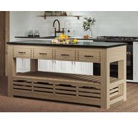 Baumhaus Kitchen Island (Oak) Four Drawer With Black Granite Top