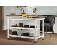 Baumhaus Kitchen Island (White) Open with Breakfast Bar in White Baumhaus White