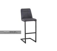 Baumhaus Vintage Grey Leather Bar Stool (Pack Of Two), Grey