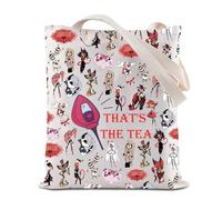 BAUNA Alastor Tote Bag That’s The Tea Reusable Grocery Shopping Bag Creepy Goth Vibes Shoulder Bag Hazbin Alastor Lover Gift (The Tea Tote)