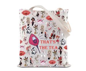 BAUNA Alastor Tote Bag That’s The Tea Reusable Grocery Shopping Bag Creepy Goth Vibes Shoulder Bag Hazbin Alastor Lover Gift (The Tea Tote)
