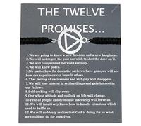 BAUNA Alcoholics Anonymous Bracelet Recovery Jewelry The Twelve Promises AA Sponsor Gift For Men and Women, S, Woven Rope, Nickle, Rhinestone