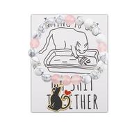 BAUNA Black Cat Gift Cat Lover Bracelet Trying To Get My Together Cat Obsessed Bangle For Pet Lover Crazy Cat Lady Gift, S, Stone