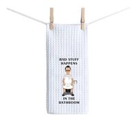 BAUNA Bob Belcher Kitchen Towel Bob's Burgers Dishes Towel Bad Stuff Happens in the Bathroom Hand Towel (Bathroom Towel)