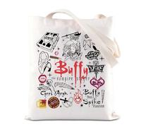 BAUNA BTVS Merchandise Inspired Tote Bag Buffy the Vampire Slayer Shoulder Bag 90s TV Show Gift Buffy Vampire Character Gift For Fans (Buffy Tote)