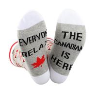 BAUNA Canada Day Gift Canadian Crew Sock Everyone Relax The Canadian Is Here Novelty Sock Patriotic Gift Canada Gift (UK, Alpha, One Size, Regular, Regular, Canadian Sock)