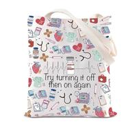 BAUNA Cardiologist Tote Bag Cardiac Doctor Nurse Appreciation Gift Nursing Gift Cardiology Shoulder Bag Cardiology Graduation Gift (Turning It Off Tote)