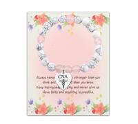 BAUNA Certified Nursing Assistant Gifts CNA Graduation Gift Always Remember You Are Stronger Than You Think CNA Charm Bangle, S, Stone, stainless steel