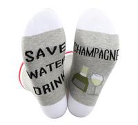 BAUNA Champagne Crew Sock Save Water Drink Champagne Novelty Sock Champagne Lover Gift Champagne Theme Gift (UK, Alpha, One Size, Regular, Regular, Champagne Sock)