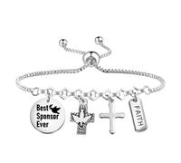 BAUNA Confirmation Sponsor Gifts Christian Religious Thank You Gift For Confirmation Sponsor Gift Best Sponsor Ever Bracelet, M, no gemstone