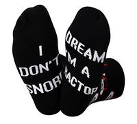 BAUNA Farming Farmer Crew Socks I Don’t Snore I Dream I'm A Tractor Novelty Sock Tractor Sock For Farmer Dad Papa (Snore Tractor)