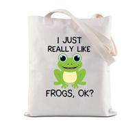 BAUNA Frog Lover Cosmetic Bag Animal Lover Gift I Just Really Like Frogs Makeup Zipper Pouch Bag for Women Girl (Frog OK Tote)