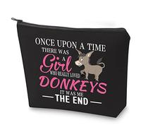BAUNA Funny Donkey Lover Gift There was A Girl Who Really Loved Donkeys Novelty Donkey Themed Zipper Pouch Makeup Bag (BL Once Donkey)